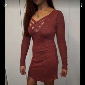 Fitted low-cut mini dress
